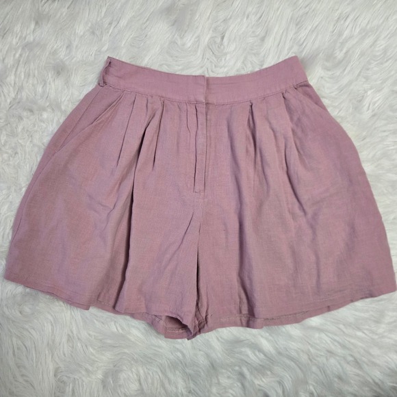 American Eagle Outfitters Pants - American Eagle Mauve Pink Linen Blend Pleated High Waisted Shorts‎ Womens XS